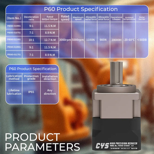 PB060-010901 Planetary Reducer High Precision Planetary Reducer Low Noise 11.5N.M Output, 1 Pack（Direct Factory Sale）