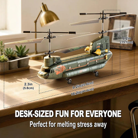 XK5 Remote Control Helicopter, 2.4G 3.5CH Military Transport Chopper with Altitude Hold, One-Key Take-off, LED Lights & 2 Speeds, RC Aircraft Toy for Kids and Adults