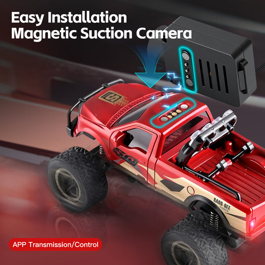 1:64 Mini FPV RC Off-Road Truck with FPV Camera & LCD Screen Remote, 4WD Pocket Remote Control Car, APP Control, 3-Speed Adjustable, All-Terrain Micro Vehicle
