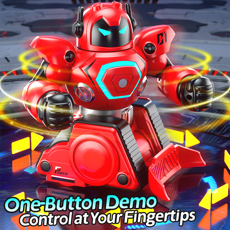 Load image into Gallery viewer, 2.4G RC Battle Robot for Kids, Whirlwind Attack Boxing Robot with Intelligent Football Mode, One-Button Demo &amp; LED Lights, Interactive Remote Control Toy with Modular Battery
