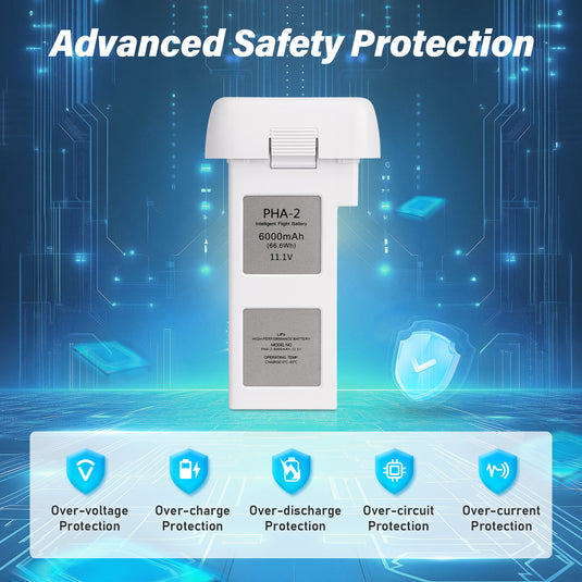 Phantom 2 Intelligent Flight Battery 11.1V 6000mAh High Capacity Replacement Battery Compatible with DJI Phantom 2 / Phantom 2 Vision /Vision + Drone, Up to 30Mins Max Flight Time