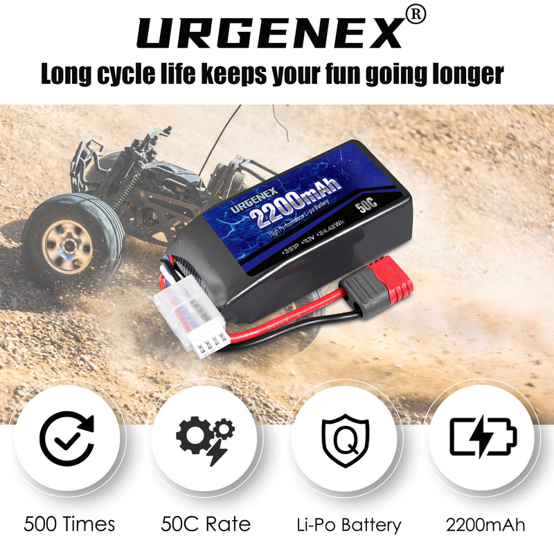 Load image into Gallery viewer, 11.1V 2200mAh Upgrade 3S Lipo Battery for Hyper Go Angry Snail RC Truck 50C High Dis Charger Rate

