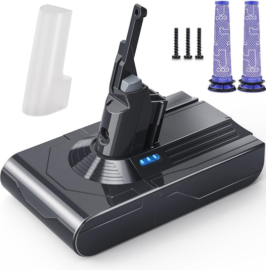 Dyson 21.6V 2200mAh-4000mAh Cordless Vacuum Li-ion Battery Replacement Compatible with Dyson SV10 V7, V8 Animal V7 Absolute V8 Motorhead V7 Carbon Fiber V8 Fluffy Series Cordless Vacuums, Includes Filter Stick/Post-Filter Stick,1Pack