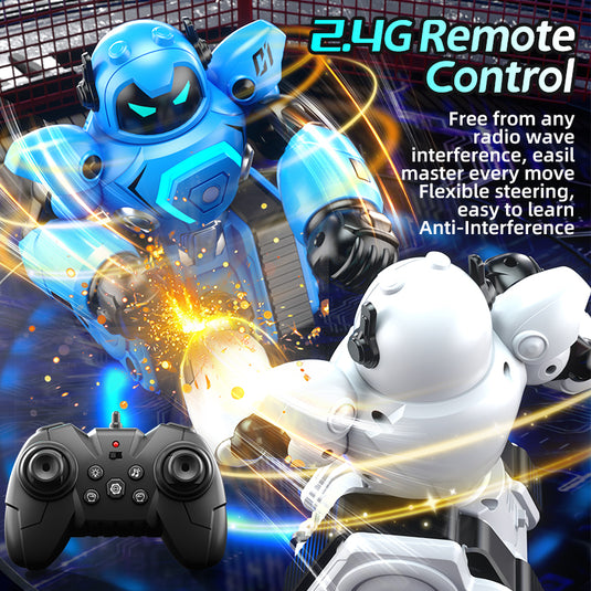 2.4G RC Battle Robot for Kids, Whirlwind Attack Boxing Robot with Intelligent Football Mode, One-Button Demo & LED Lights, Interactive Remote Control Toy with Modular Battery