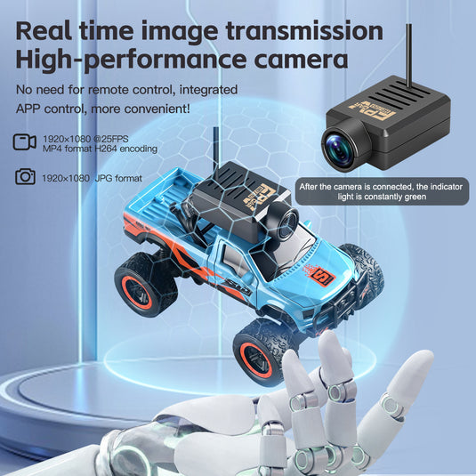 1:64 Mini FPV RC Off-Road Truck with FPV Camera & LCD Screen Remote, 4WD Pocket Remote Control Car, APP Control, 3-Speed Adjustable, All-Terrain Micro Vehicle