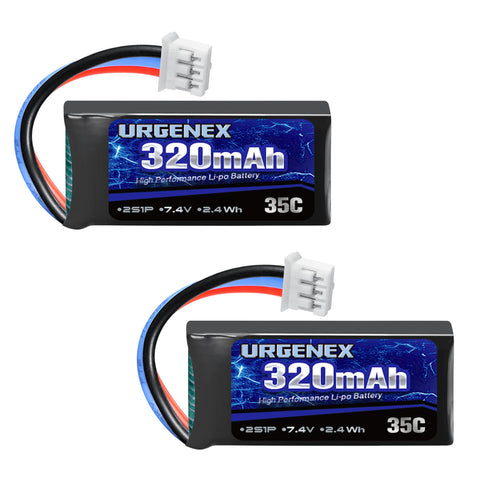 URGENEX 7.4V Lipo Battery 2S 35C 320mAh Rechargeable Lipo Battery with PH2.0 3PIN Plug Compatible with UMX 2S Airplane