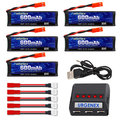 URGENEX 3.7V 600mAh RC Drone Battery with JST Plug for UDI