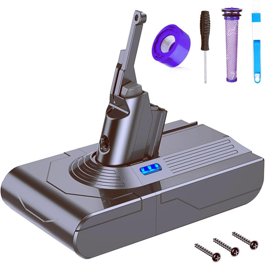 Dyson 21.6V 2200mAh-4000mAh Cordless Vacuum Li-ion Battery Replacement Compatible with Dyson SV10 V7, V8 Animal V7 Absolute V8 Motorhead V7 Carbon Fiber V8 Fluffy Series Cordless Vacuums, Includes Filter Stick/Post-Filter Stick,1Pack