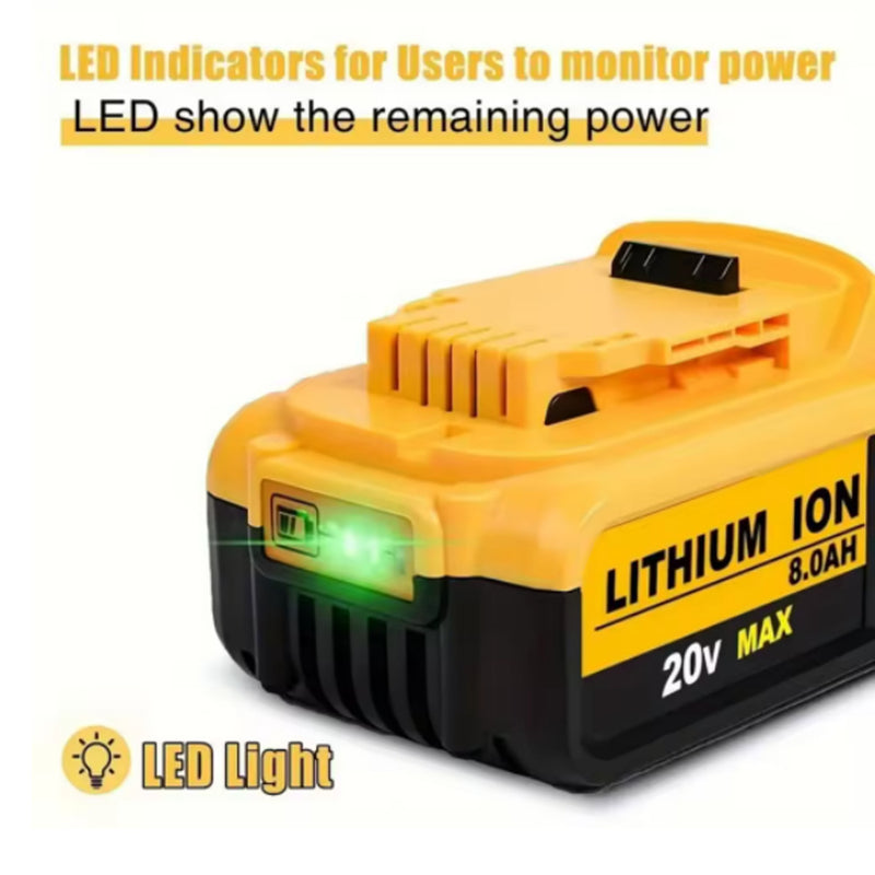 Load image into Gallery viewer, Dewalt 20V Max Replacement Battery: 5Ah-12Ah Lithium Batteries Compatible with Dewalt Battery DDCB208 DCB200 DCB206 DCB205 DCB204 DCB203 DCB180 Cordless Power Tools, 1 Pack（Yellow）
