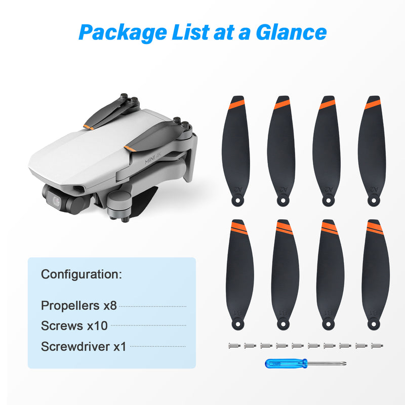 Load image into Gallery viewer, Propellers for DJI Mini 2 /SE /2SE /4K Replacement Blades, Low-Noise ,Light-Weight and Quick-Release with Screws and Magnetic Screwdriver, Drone Propeller Accessories
