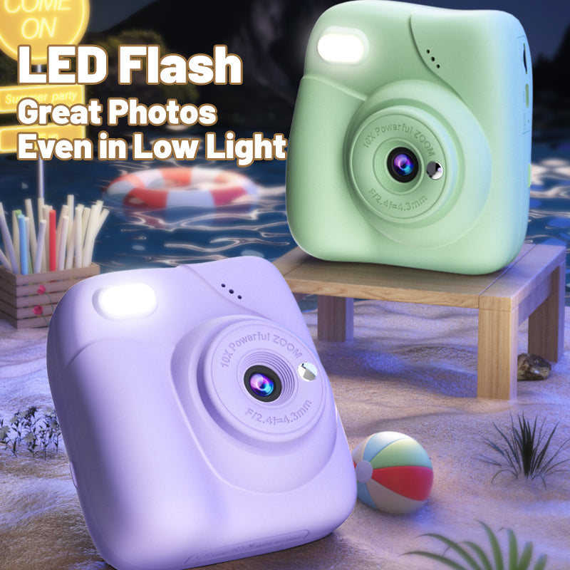 Load image into Gallery viewer, Instant Print Camera for Kids, 1080P HD Digital Video Camera with 10X Digital Zoom, 2.4-inch Screen, Portable MP3 Player, Zero Ink Thermal Paper, Creative DIY Birthday Gift for Boys and Girls
