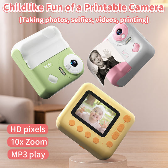 Kids Instant Print Camera - 1200W HD Dual Lens Selfie Camera with 2.4