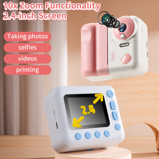 Kids Instant Print Camera - 1200W HD Dual Lens Selfie Camera with 2.4