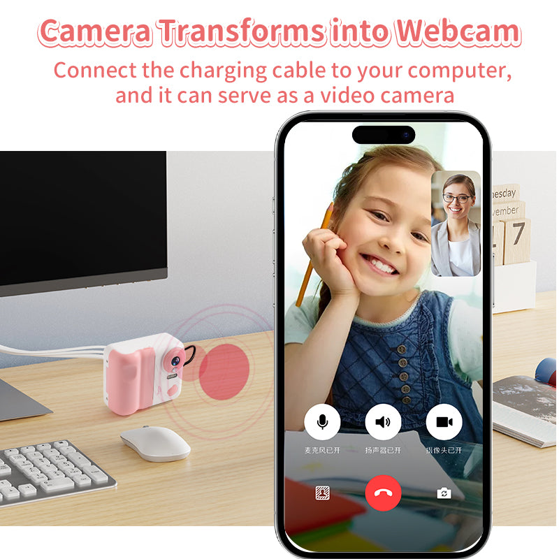 Load image into Gallery viewer, Kids Instant Print Camera - 1200W HD Dual Lens Selfie Camera with 2.4" Screen &amp; 10x Zoom, Zero Ink Thermal Printer, Digital Video Camera Toy for Boys &amp; Girls Birthday Gift

