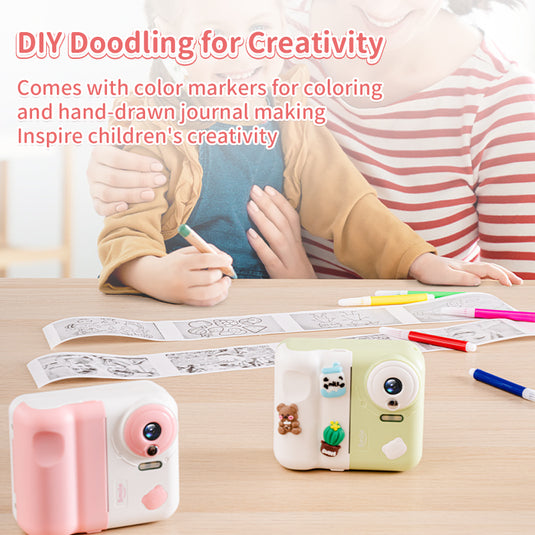Kids Instant Print Camera - 1200W HD Dual Lens Selfie Camera with 2.4" Screen & 10x Zoom, Zero Ink Thermal Printer, Digital Video Camera Toy for Boys & Girls Birthday Gift