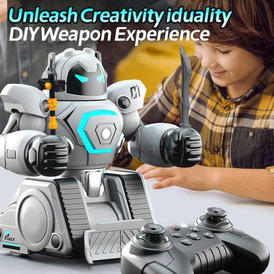 2.4G RC Battle Robot for Kids, Whirlwind Attack Boxing Robot with Intelligent Football Mode, One-Button Demo & LED Lights, Interactive Remote Control Toy with Modular Battery