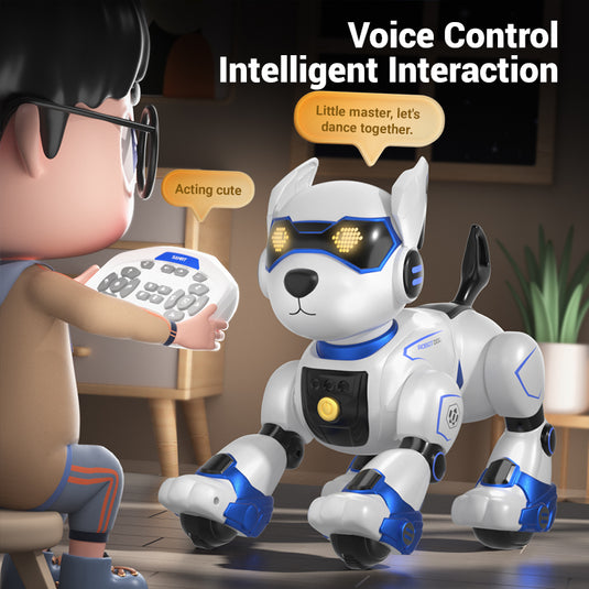 RC Robot Dog Toy for Kids, Intelligent Remote Control Stunt Dog with Voice Control & Programable Functions, Interactive Electronic Pet Puppy Sings, Dances, Plays Bedtime Stories