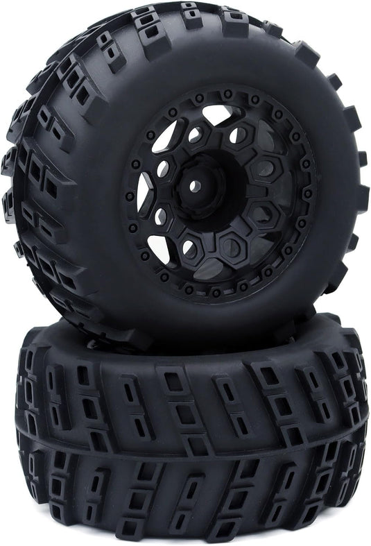 Height 4.92" (125mm) RC Truck Wheels and Tires Set for 1/10 Monster Truck Wheels Tires for HPI/HSP/Savage XS TM Flux/ARRMA 1/10 Gorgon/KDM.Racing Successor/HNR H9801 Mars 2Pack