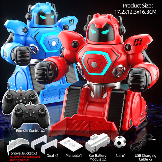 2.4G RC Battle Robot for Kids, Whirlwind Attack Boxing Robot with Intelligent Football Mode, One-Button Demo & LED Lights, Interactive Remote Control Toy with Modular Battery