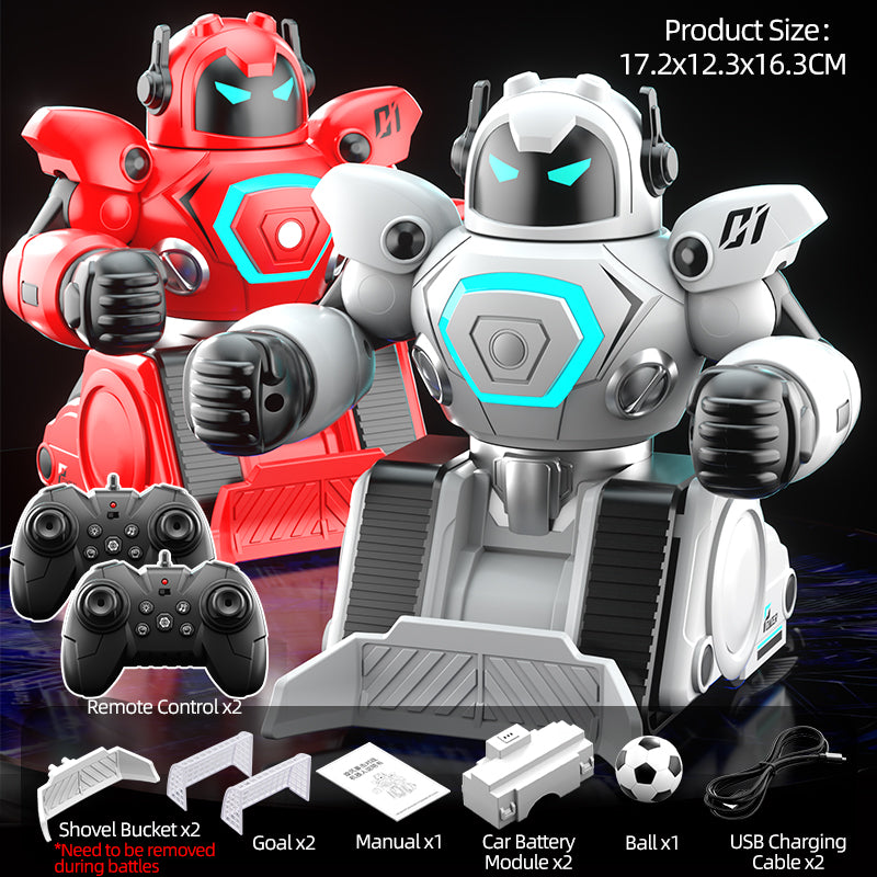Load image into Gallery viewer, 2.4G RC Battle Robot for Kids, Whirlwind Attack Boxing Robot with Intelligent Football Mode, One-Button Demo &amp; LED Lights, Interactive Remote Control Toy with Modular Battery
