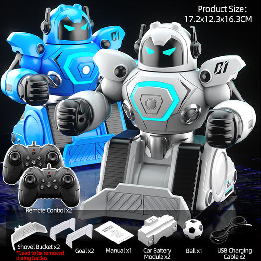 2.4G RC Battle Robot for Kids, Whirlwind Attack Boxing Robot with Intelligent Football Mode, One-Button Demo & LED Lights, Interactive Remote Control Toy with Modular Battery