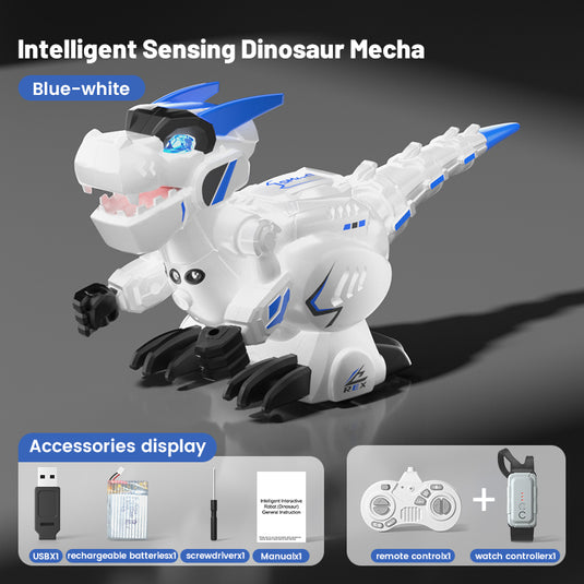 Smart RC Dinosaur Robot for Kids - Intelligent Sensing Mecha T-Rex with Gesture Control, Touch Interaction, Voice Recording, Interactive STEM Toy Gift for Boys & Girls