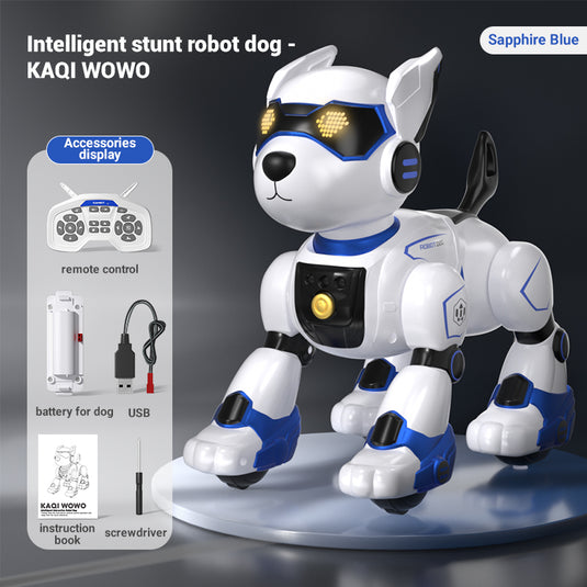 RC Robot Dog Toy for Kids, Intelligent Remote Control Stunt Dog with Voice Control & Programable Functions, Interactive Electronic Pet Puppy Sings, Dances, Plays Bedtime Stories