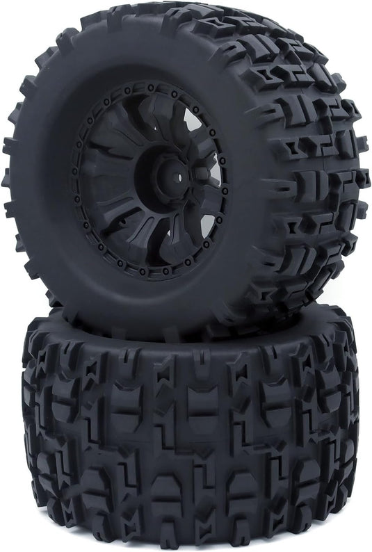 Height 4.92" (125mm) RC Truck Wheels and Tires Set for 1/10 Monster Truck Wheels Tires for HPI/HSP/Savage XS TM Flux/ARRMA 1/10 Gorgon/KDM.Racing Successor/HNR H9801 Mars 2Pack