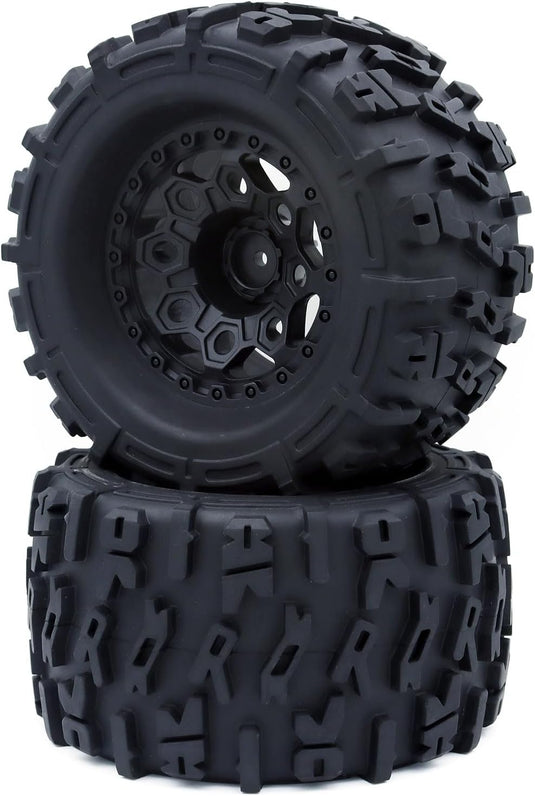 Height 4.92" (125mm) RC Truck Wheels and Tires Set for 1/10 Monster Truck Wheels Tires for HPI/HSP/Savage XS TM Flux/ARRMA 1/10 Gorgon/KDM.Racing Successor/HNR H9801 Mars 2Pack