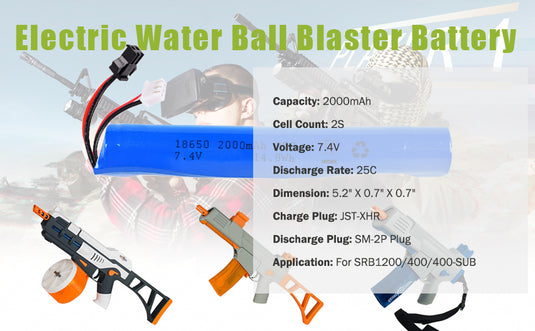Gel Blaster Battery 7.4V 2000mAh SM2P Plug Airsoft Battery