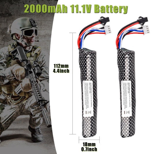 Gel Blaster Battery 11.1V 2000mAh SM2P Plug Airsoft Battery
