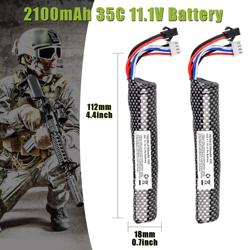 Load image into Gallery viewer, Gel Blaster Battery 11.1V 2100mAh SM2P Plug 35C High Discharge Rate Airsoft Battery
