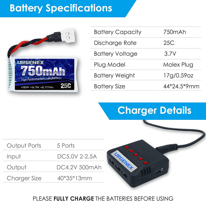 Load image into Gallery viewer, 3.7V Lipo Battery 750mAh RC Drone Battery with Molex Plug Fit for Syma RC Drone
