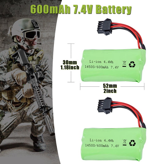 Gel Blaster Battery 7.4V 600mAh Li-ion Battery with SM-4P Connecor