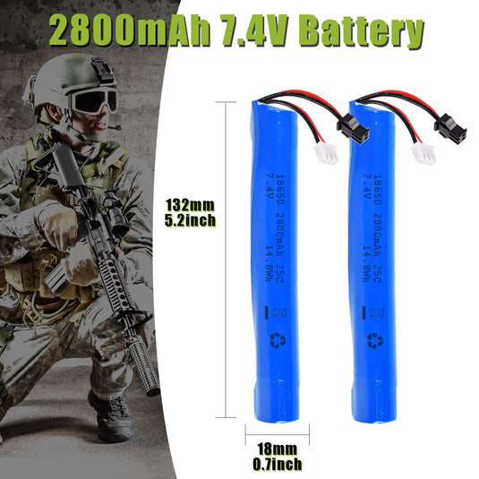 Gel Blaster Battery Upgraded 2800mAh SM2P Plug 7.4V Airsoft Battery