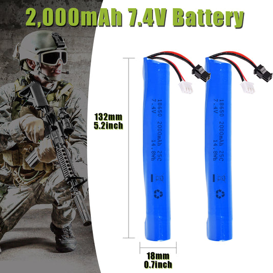 Gel Blaster Battery 7.4V 2000mAh SM2P Plug Airsoft Battery