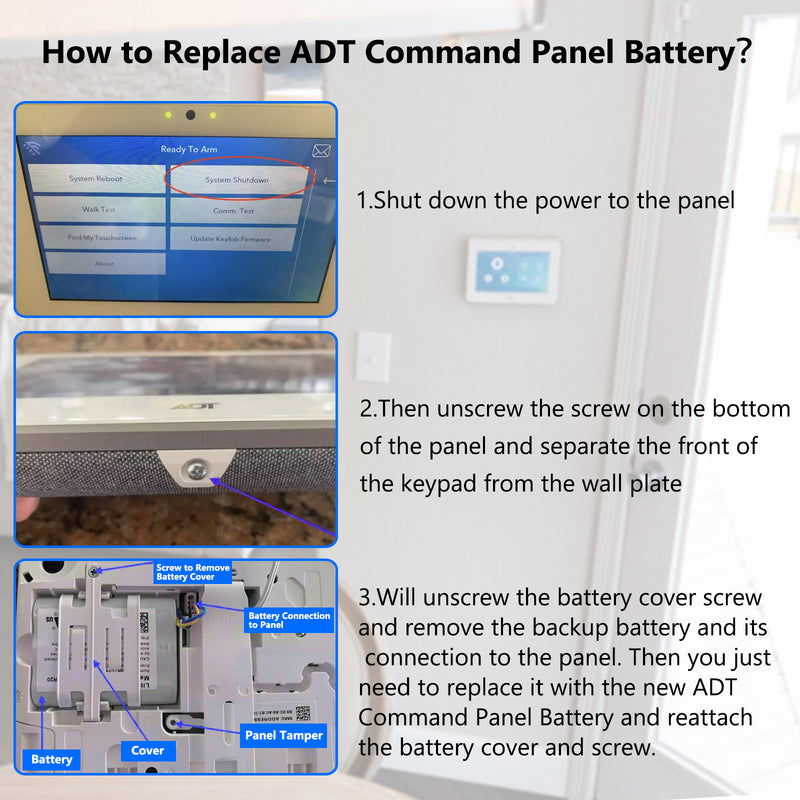 Load image into Gallery viewer, 7800mAh ADT Replacement Battery for 300-10186 (3.6v / 3.7v / 4.2v) ADT command smart security panel
