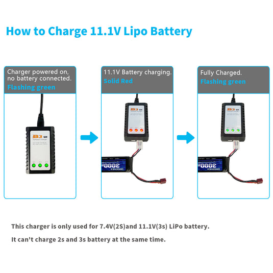 B3 Lipo Charger 10W 800mAh Balance Charger for 2S-3S Lithium Batteries 7.4V-11.1V Lithium Battery Balance Charger B3 Pro