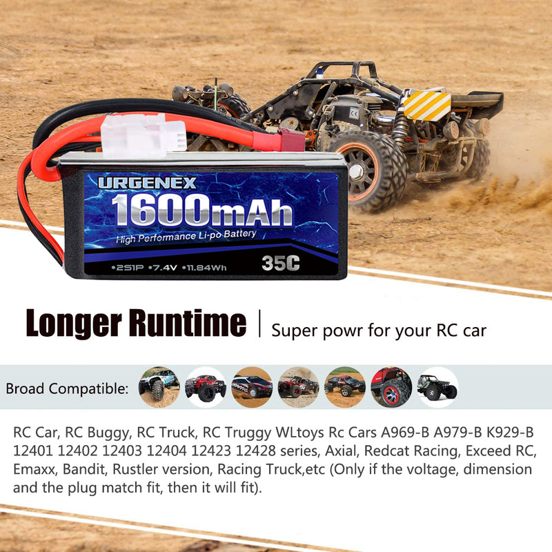 Load image into Gallery viewer, WLtoys RC Battery- 7.4V 1600mAh with Deans T Plug 35C
