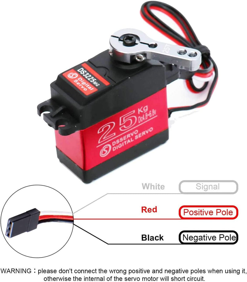 Load image into Gallery viewer, 25KG High Torque RC Servo Waterproof servo Compatible with 1/6，1/8, 1/10, 1/12 RC Car, Full Metal Gear Steering Servo with 25T Servo Horn（270°）
