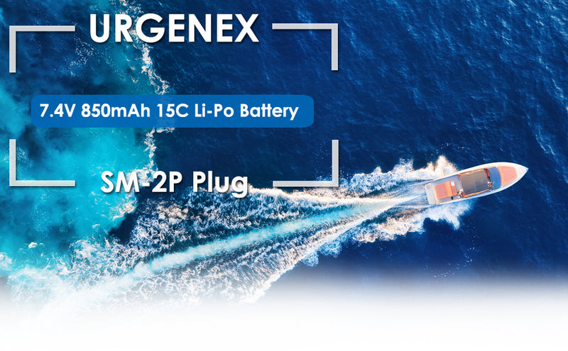Load image into Gallery viewer, URGENEX RC Boats Battery 7.4V 850mAh with SM-2P Plug Fit for Skytech RC Boats
